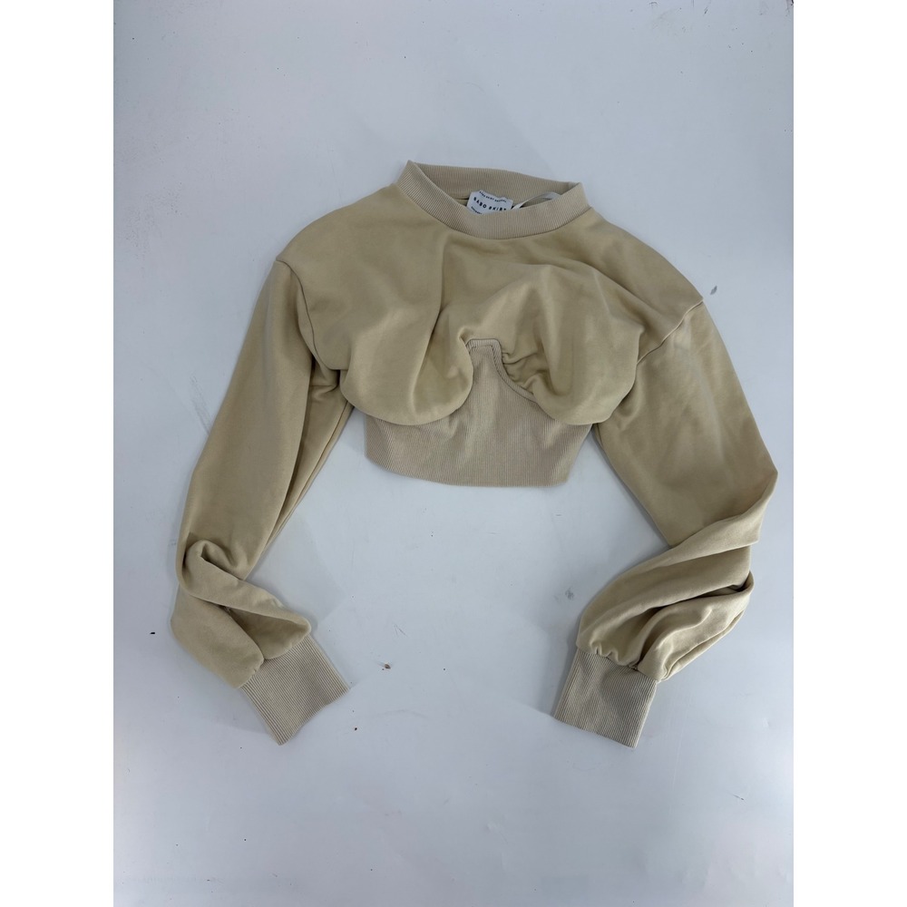 Sabo Skirt Original Tan Beige Cropped Corset Bustier Sweatshirt XS